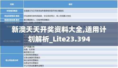 新澳天天开奖资料大全,适用计划解析_Lite23.394