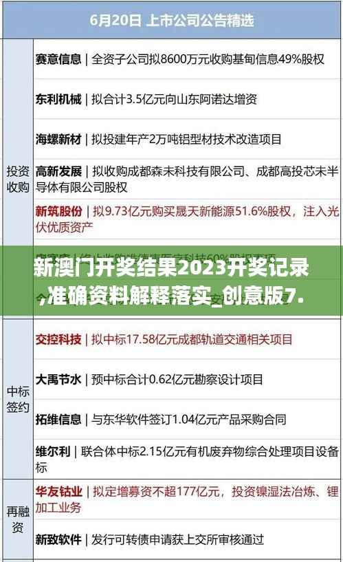 新澳门开奖结果2023开奖记录,准确资料解释落实_创意版7.440