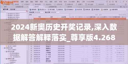 2024新奥历史开奖记录,深入数据解答解释落实_尊享版4.268