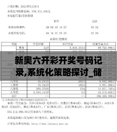 新奥六开彩开奖号码记录,系统化策略探讨_储蓄版7.527