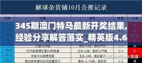 345期澳门特马最新开奖结果,经验分享解答落实_精英版4.665