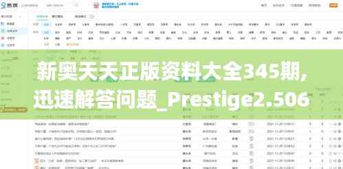 新奥天天正版资料大全345期,迅速解答问题_Prestige2.506