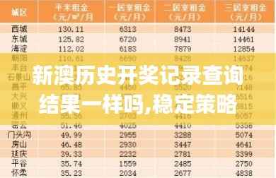 新澳历史开奖记录查询结果一样吗,稳定策略分析_DX版2.263