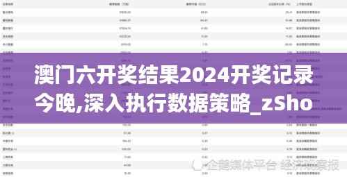 澳门六开奖结果2024开奖记录今晚,深入执行数据策略_zShop3.293