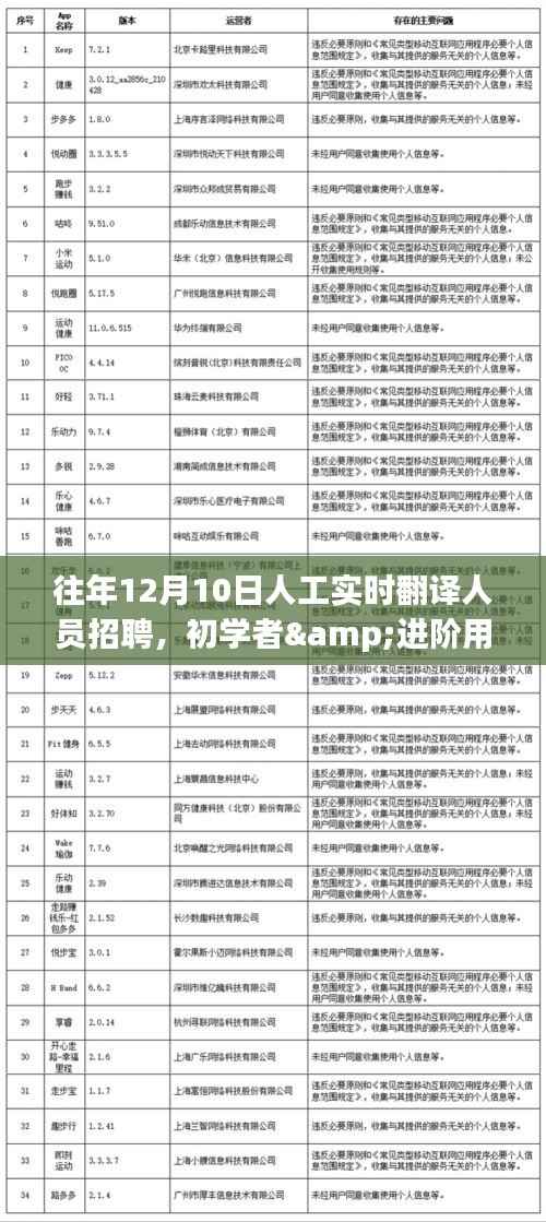 往年12月10日人工实时翻译人员招聘，初学者与进阶用户的全攻略指南