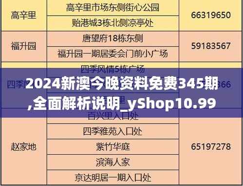 2024新澳今晚资料免费345期,全面解析说明_yShop10.990