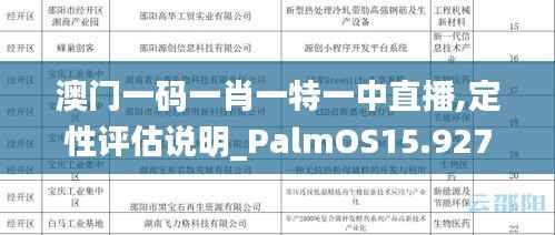 澳门一码一肖一特一中直播,定性评估说明_PalmOS15.927