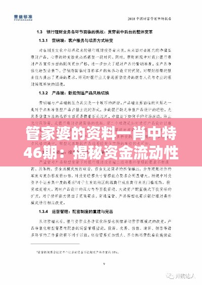 管家婆的资料一肖中特46期:揭秘资金流动性管理的艺术