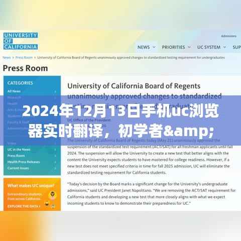 手机UC浏览器实时翻译功能使用全攻略,初学者与进阶用户适用(2024年12月13日版)