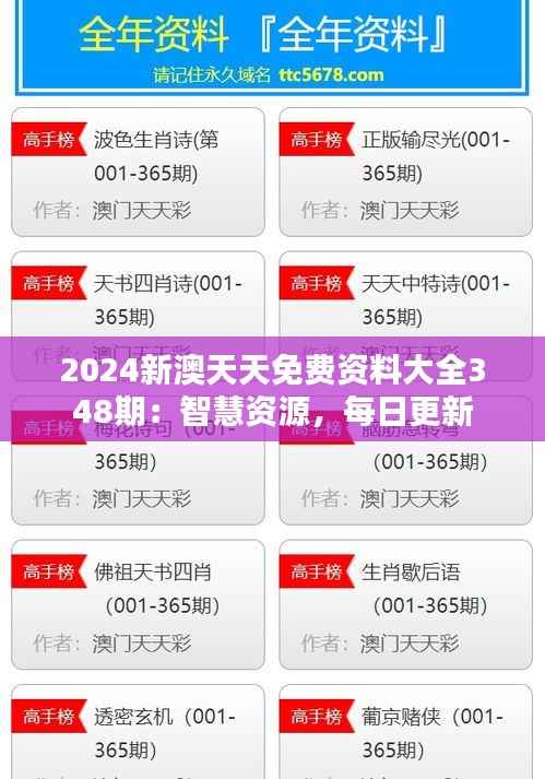 2024新澳天天免费资料大全348期:智慧资源,每日更新