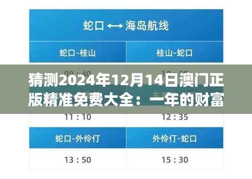 猜测2024年12月14日澳门正版精准免费大全:一年的财富脉搏