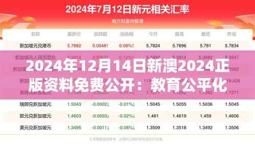 2024年12月14日新澳2024正版资料免费公开:教育公平化的一次大胆实践