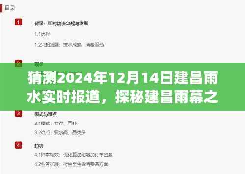 心灵与自然的美好邂逅，揭秘建昌雨水之旅——2024年建昌雨水实时报道