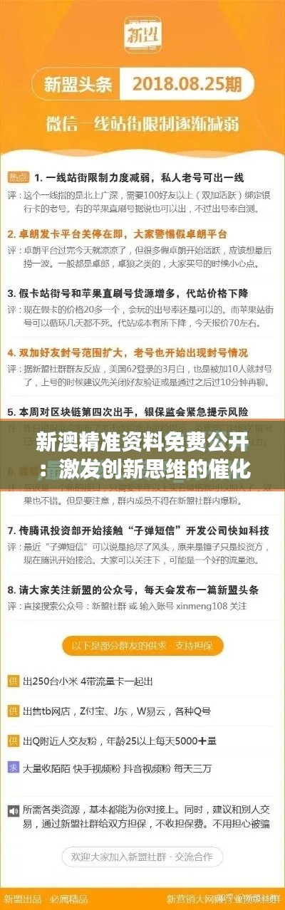 新澳精准资料免费公开:激发创新思维的催化剂