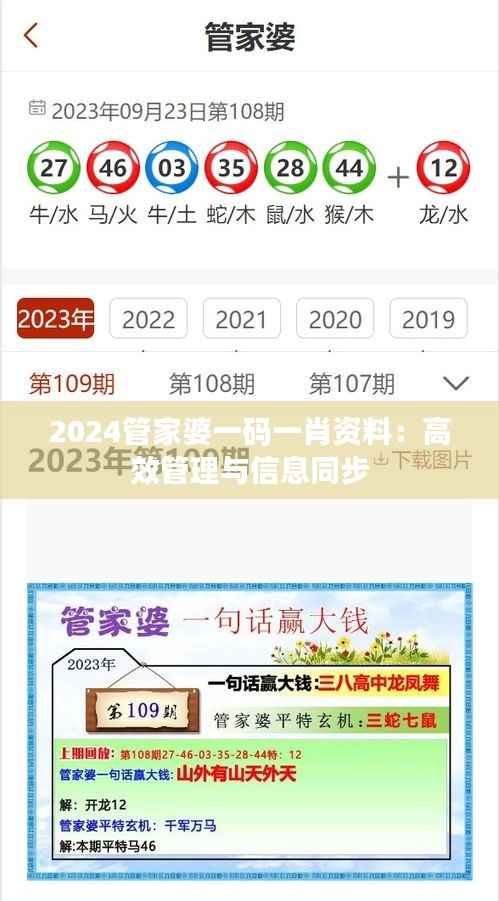 2024管家婆一码一肖资料:高效管理与信息同步