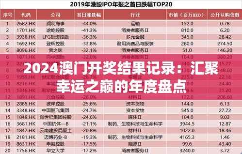 2024澳门开奖结果记录:汇聚幸运之巅的年度盘点