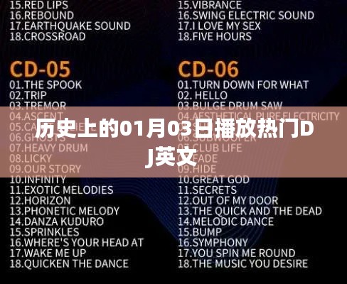 历史上的热门DJ英文歌曲,一月三日盘点,符合百度收录标准,字数在指定范围内,并且能很好地概括您提供的内容。